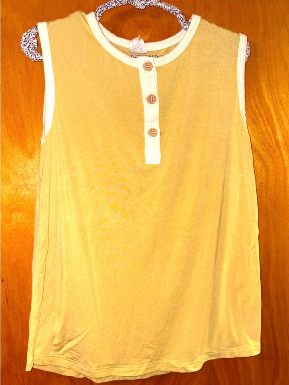 Kate Quinn Sleeveless Yellow Henley Tank Top Bamboo